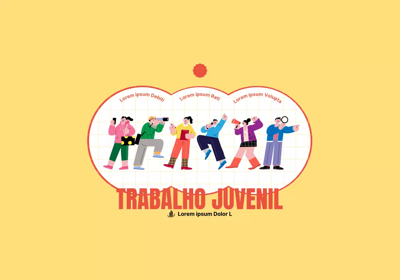 Conceito de centro de candidatura a emprego para jovens com ilustrações bonitas a amarelo e vermelho