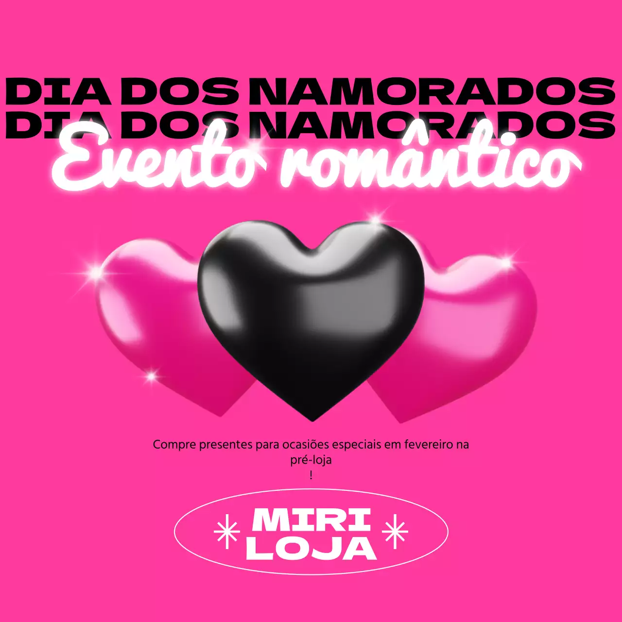 Evento de corações cor-de-rosa e pretos