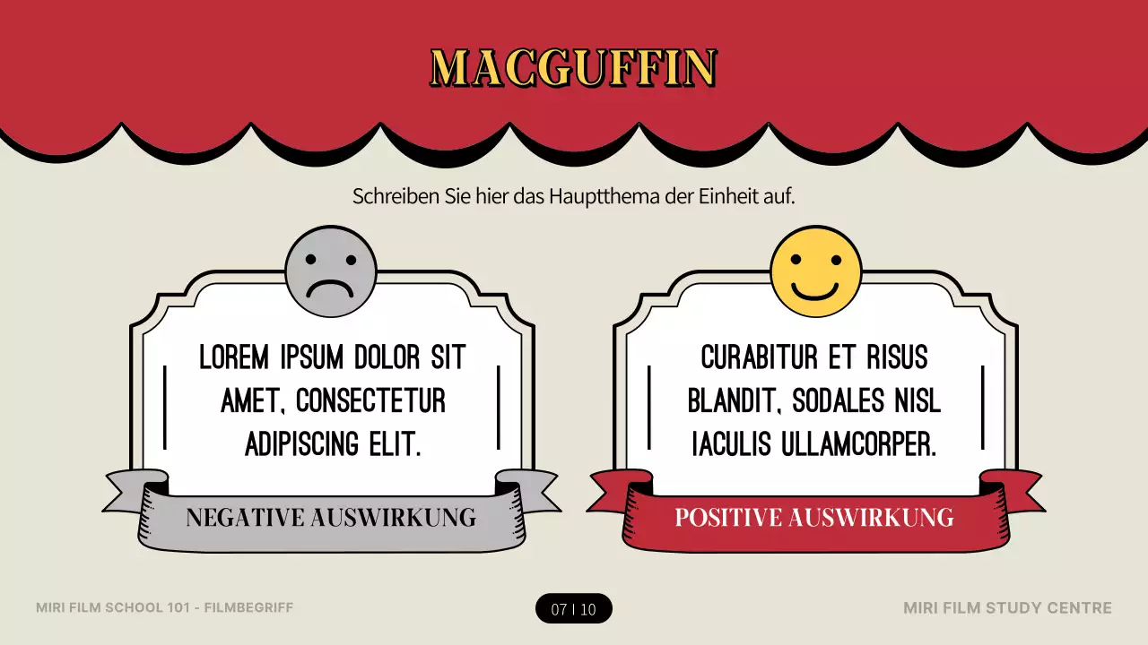 Einführung in die Filmterminologie im roten und gelben Theaterkonzept