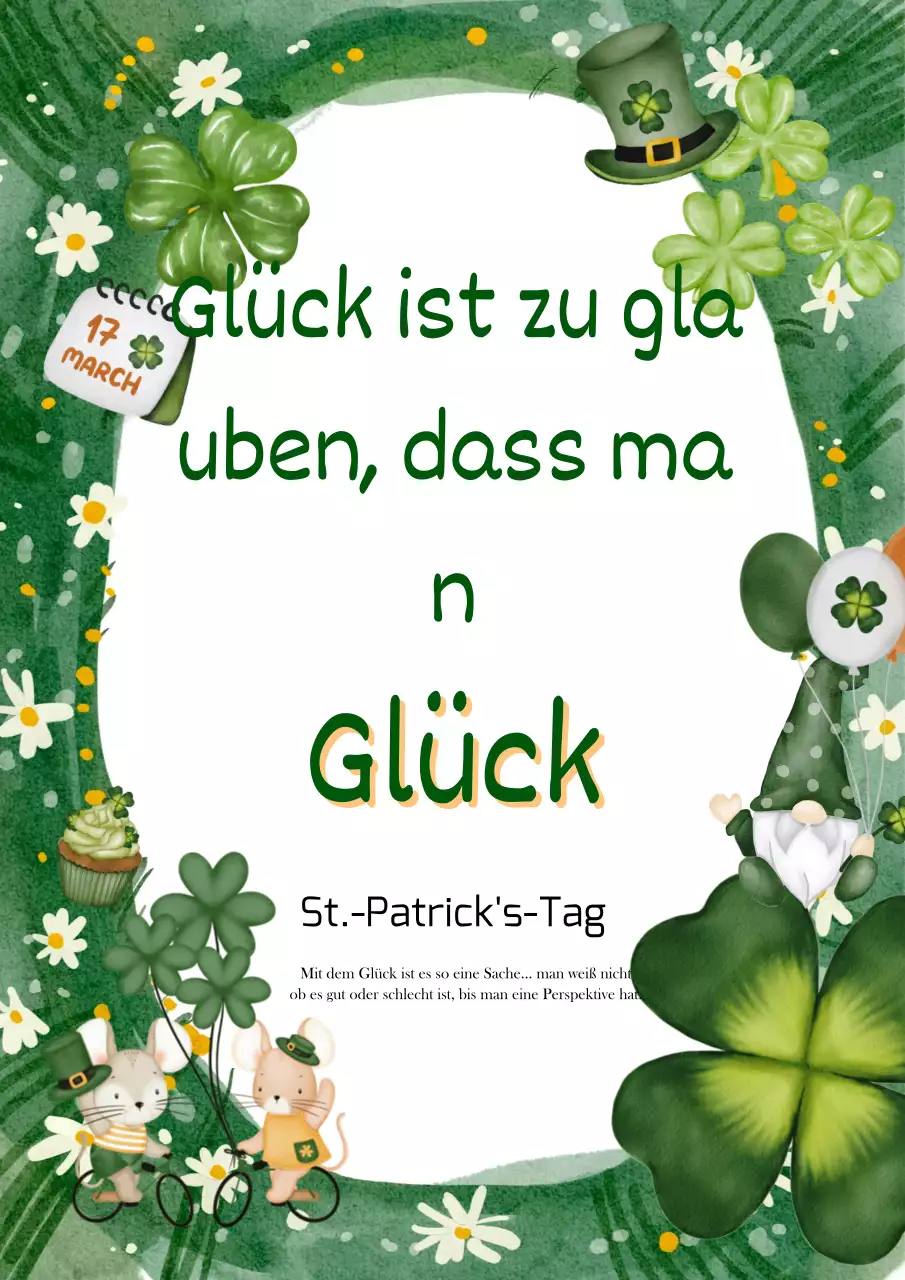 Ein süßes Konzept für den St. Patrick's Day mit einem grünen vierblättrigen Kleeblatt