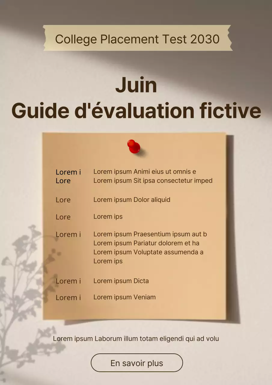 Guide des évaluations fictives dans les tons beige et brun