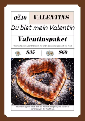 Valentinstag-Dessert-Café-Poster in Braun und Beige