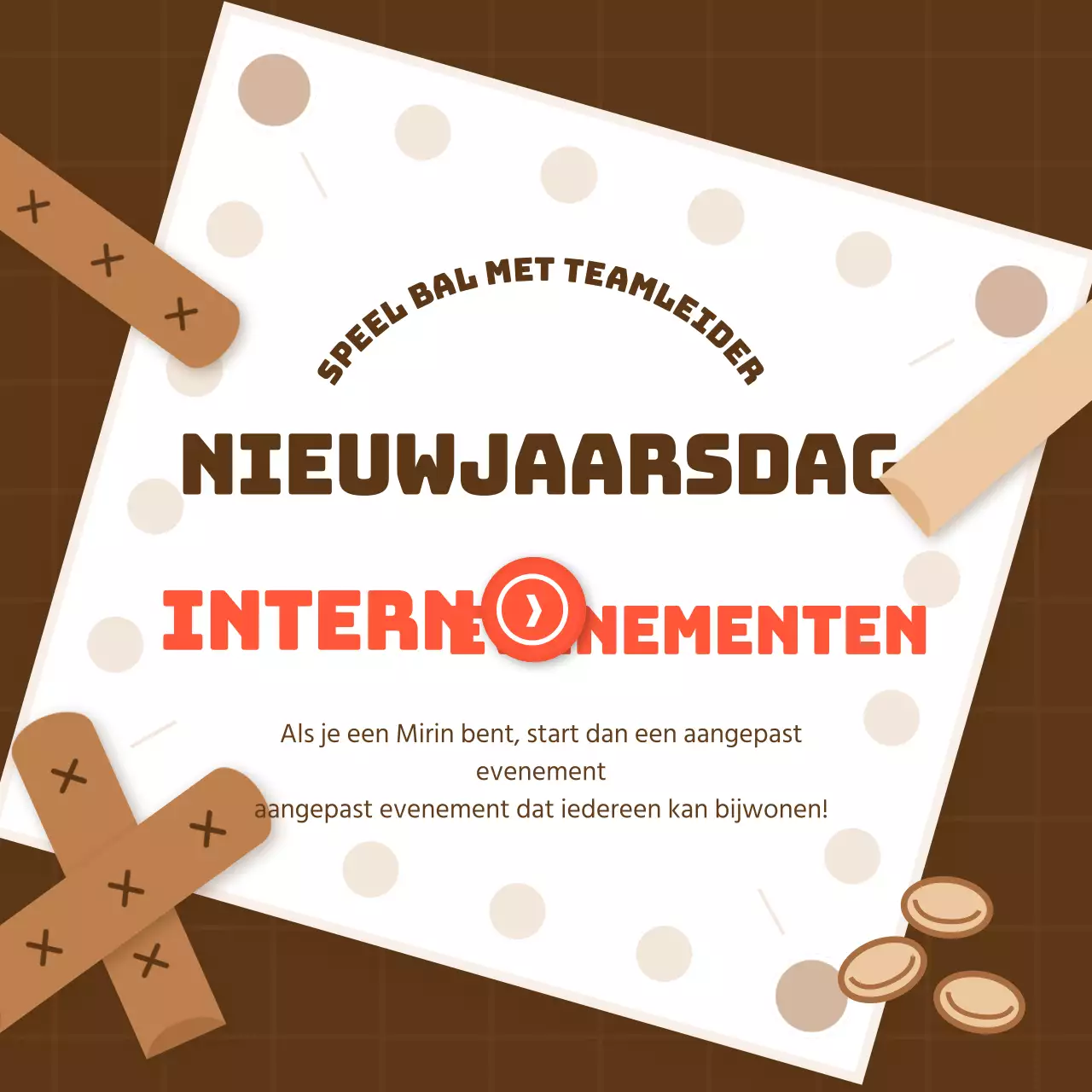 Bruine tinten en rode punten Nieuwjaarsevenement in eigen huis Atletiek Kaart Nieuws