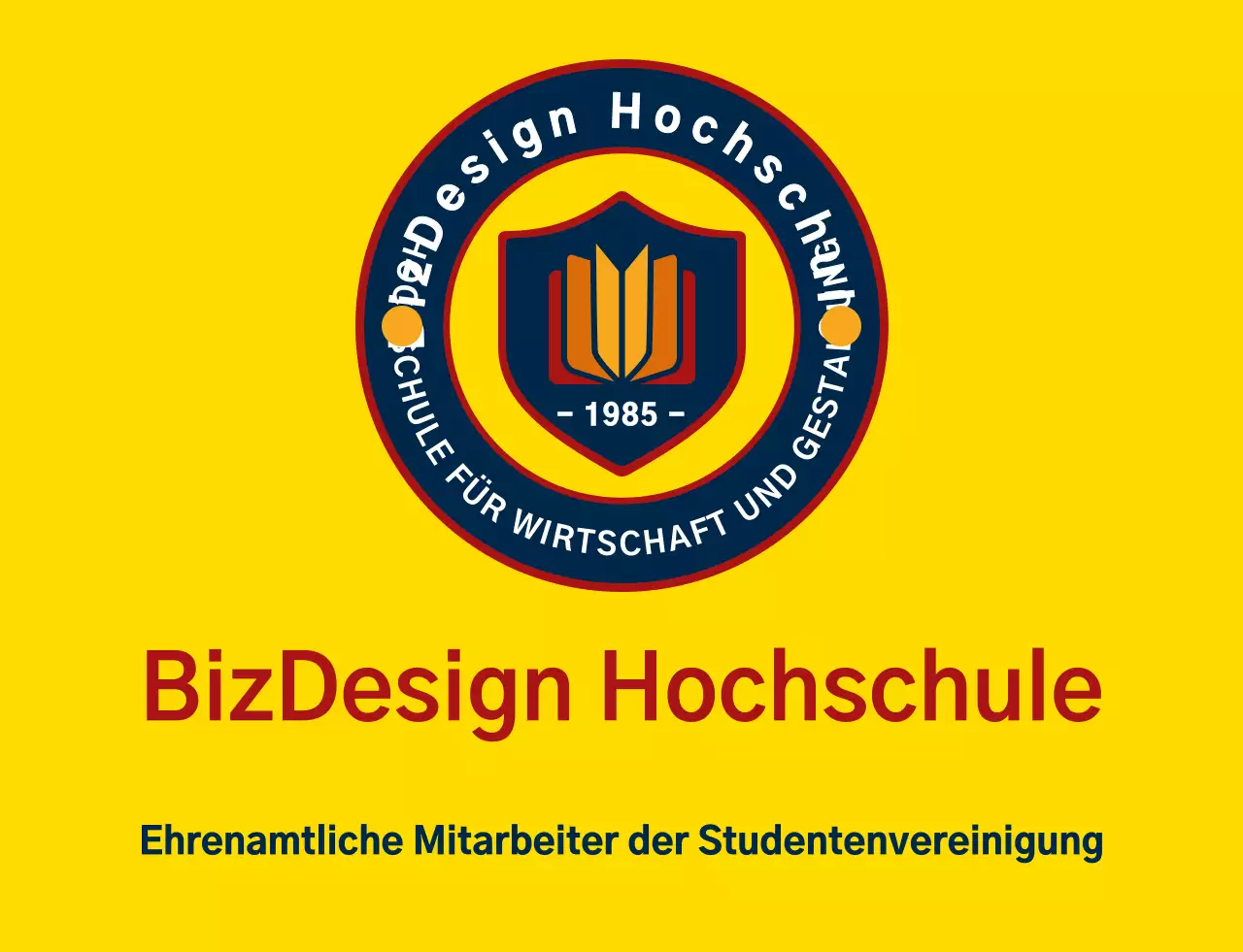 Einfache und saubere Schild-Symbol und Emblem-Logo-Kombination Stil in gelb und marineblau-rot High-School-Student Regierung Service Organisation