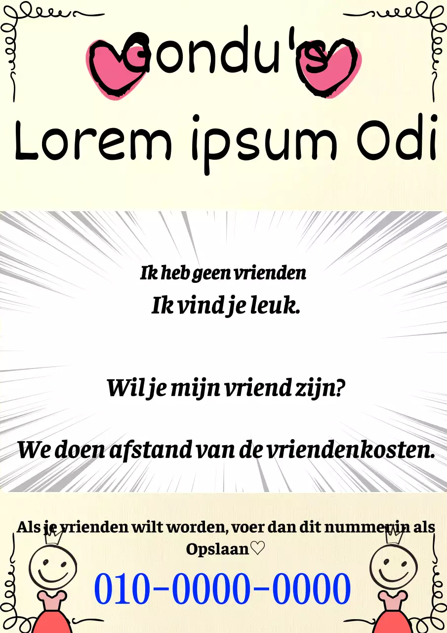 Adverteer de baan van je vriend in leuke zwarte tekst