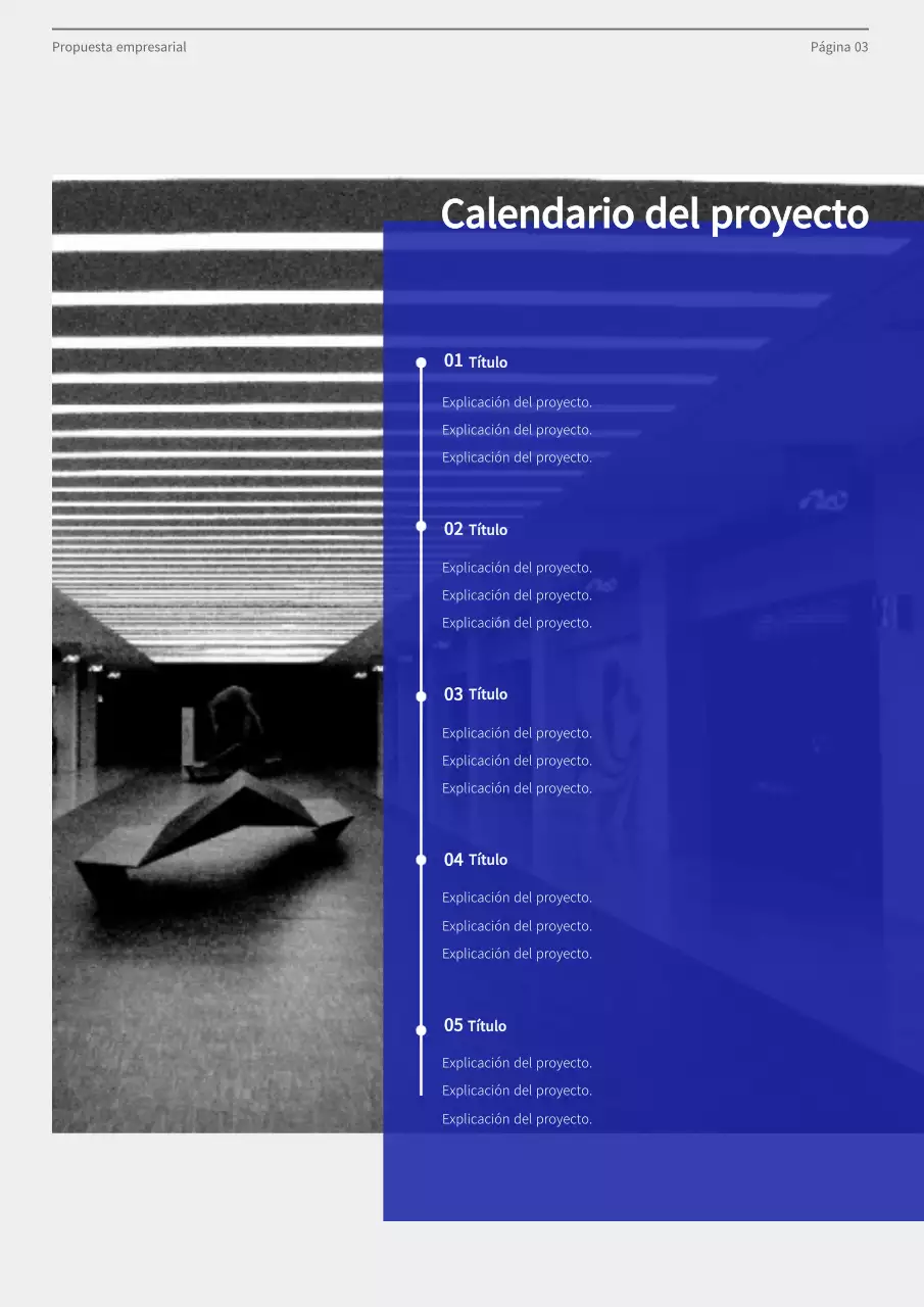 Propuesta de negocio con un concepto moderno en azul y gris