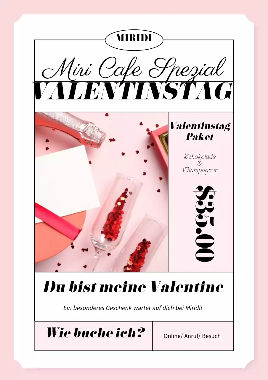 Poster zum Valentinstag in Rosa und Schwarz