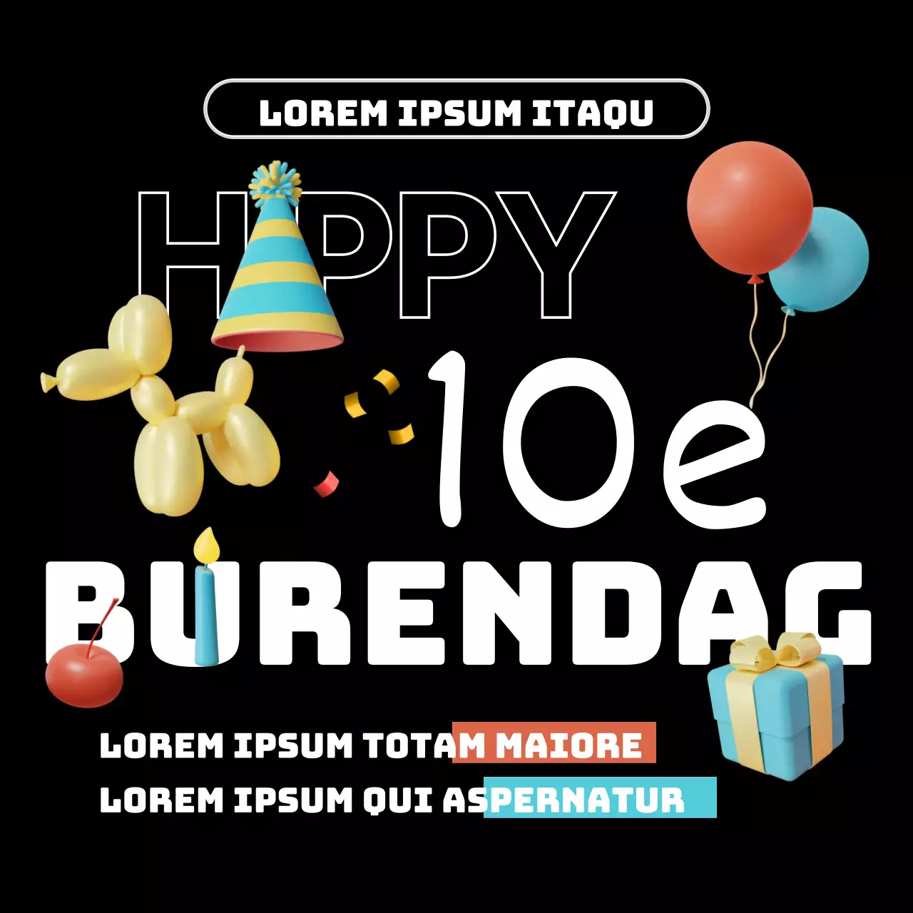 Verjaardagsevenementen in zwart