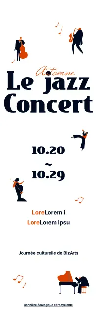Informations sur les concerts de jazz dans un joli style d'illustration noir et orange