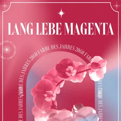 Einführung der Farbe des Jahres mit einer floralen Illustration mit Farbverlauf in Viva Magenta