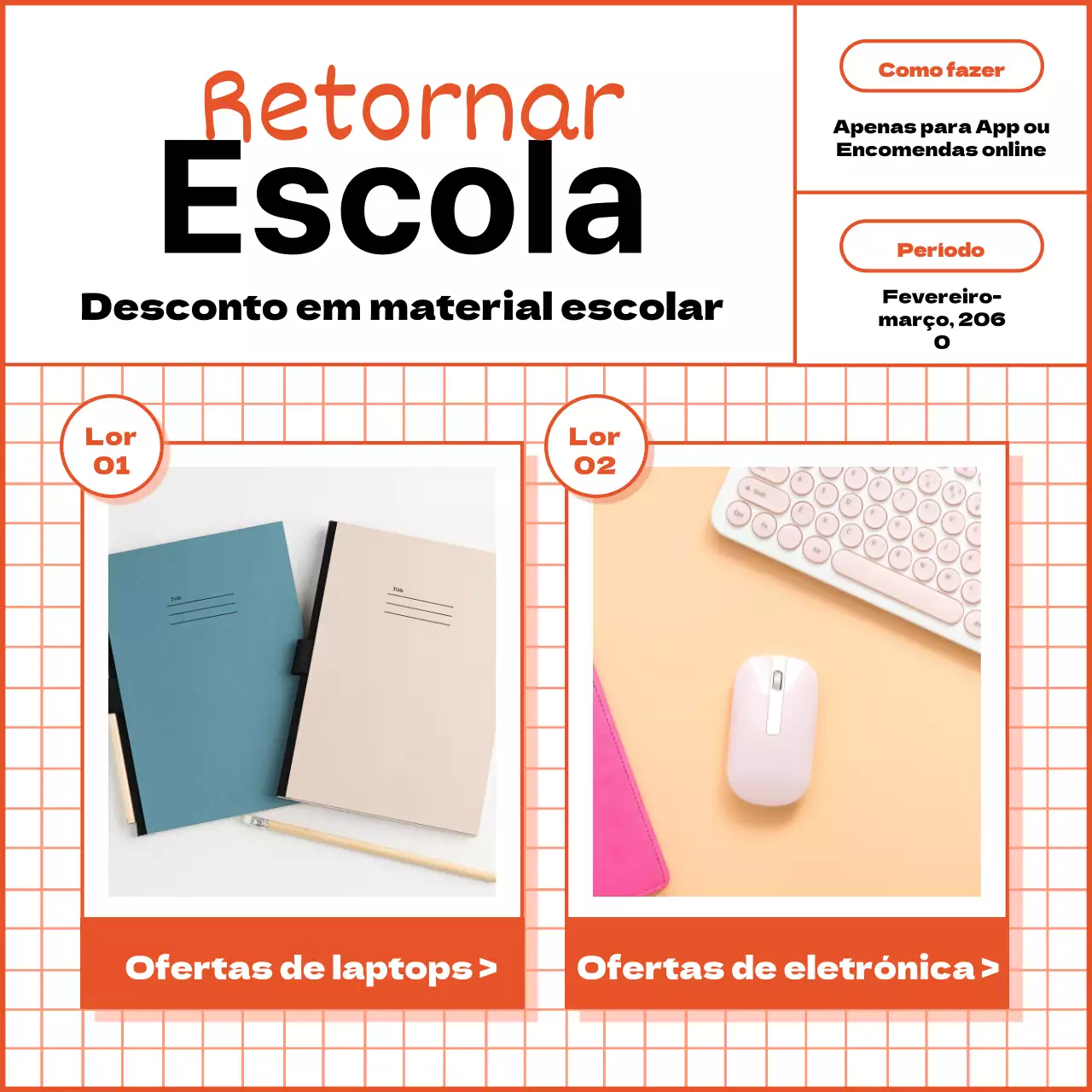 Liquidação de regresso às aulas com um conceito de bloco de notas vermelho e elegante