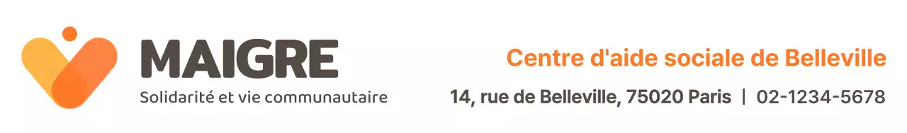Conception promotionnelle avec le logo et le nom du Centre administratif d'aide sociale dans des couleurs chaudes orange et jaune