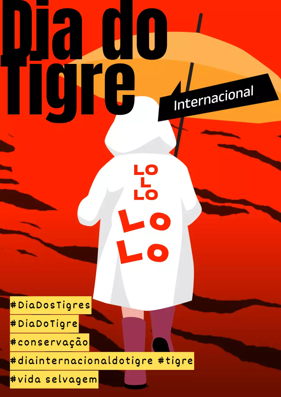 (Premium) Promover o Dia Mundial do Tigre com um fundo cor de laranja