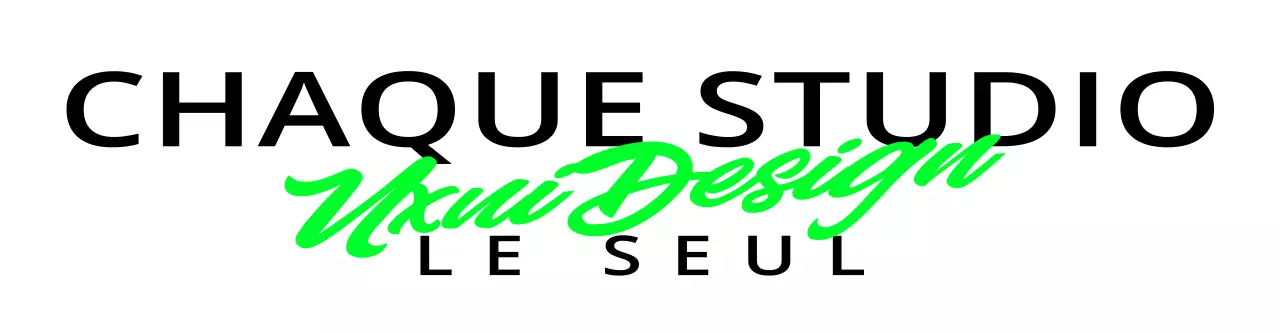 Logo d'un studio de design épuré avec deux polices de caractères : vert fluorescent et noir