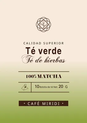 Diseño sencillo de etiqueta de bolsita de té verde con degradado verde