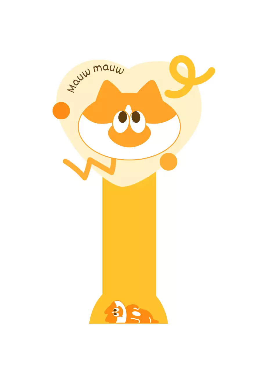 Voor merchandise met schattige gele en oranje kattenillustraties en -vormen