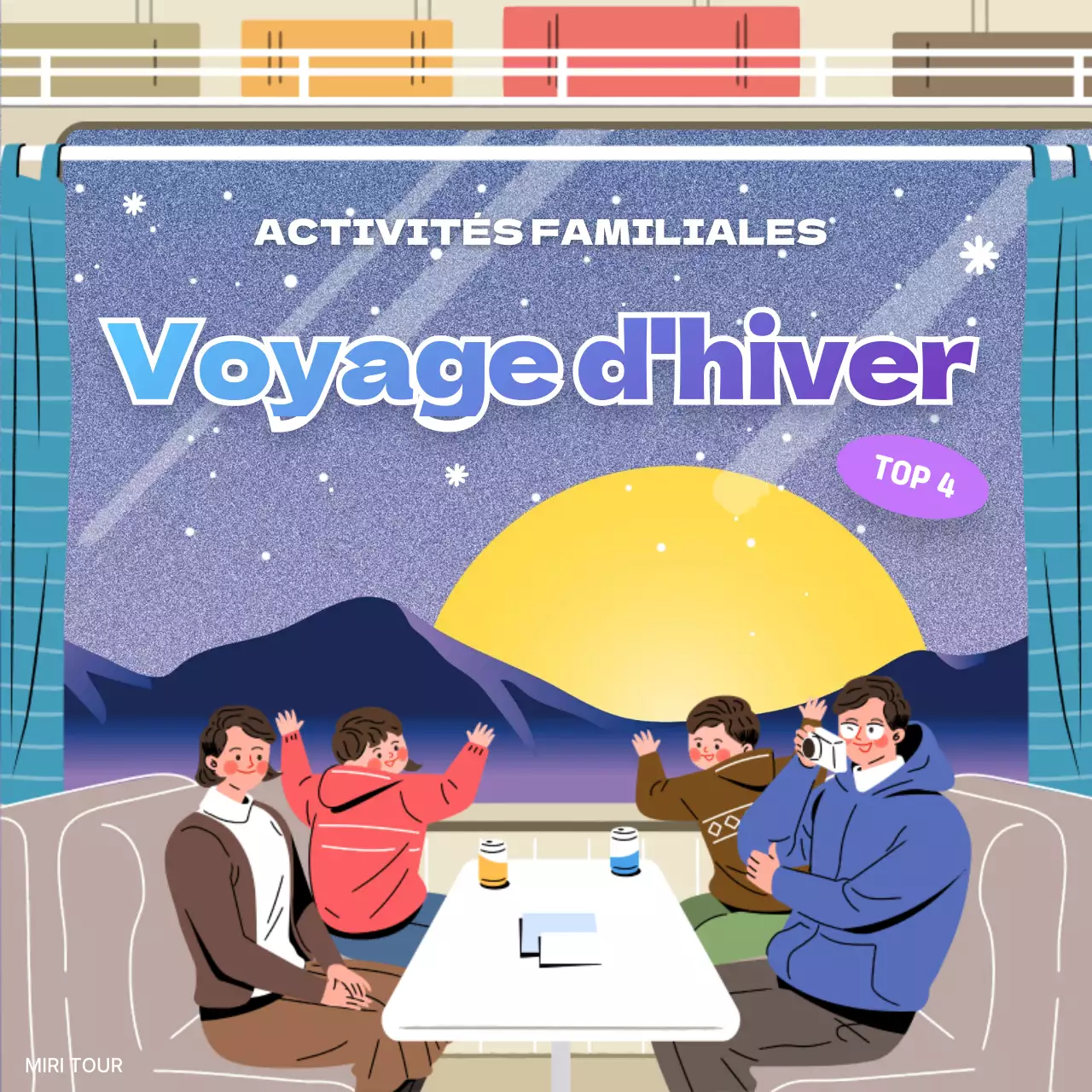 Présentation des destinations hivernales bleu ciel et violet