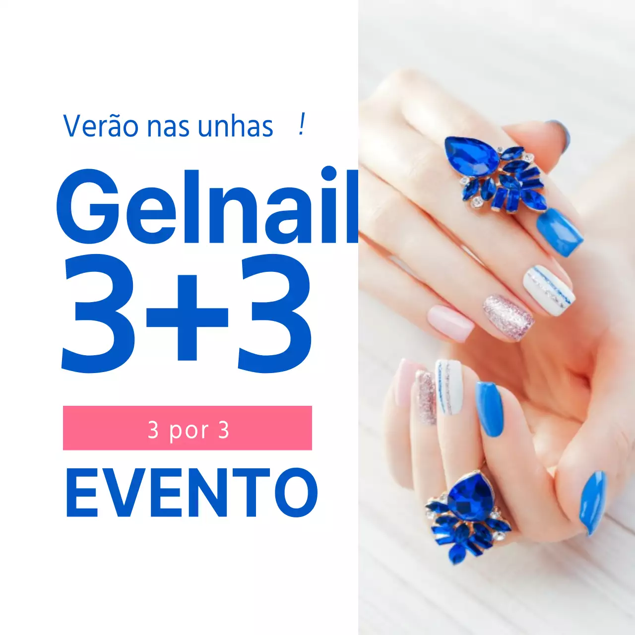 Autocolantes de unhas de gel de verão azuis 3+3 Evento de desconto