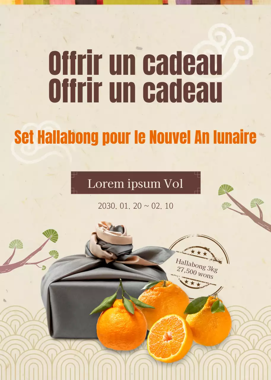 Les sets Hallabong du Nouvel An lunaire à thème traditionnel orange et beige sont en ventePOP UP
