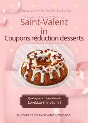 Thème d'événement de la Saint-Valentin rose et marron avec coupon de réduction