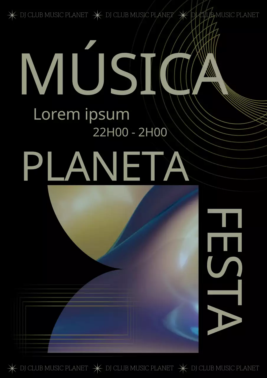 Promover uma festa com linhas geométricas pretas