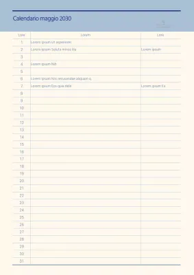 Calendario in tema di note blu e beige