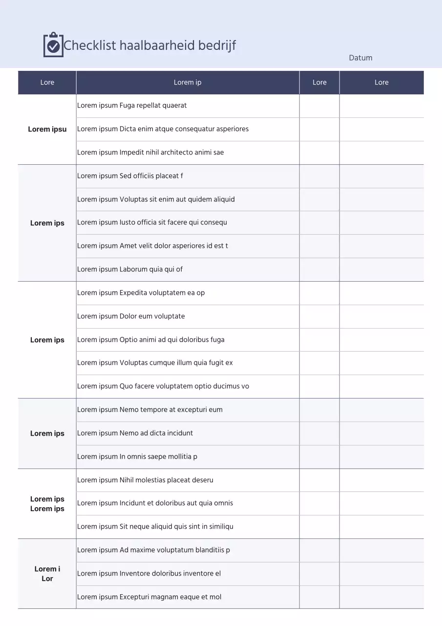 Checklist haalbaarheid in blauw