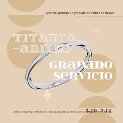 Grabado gratuito en este moderno anillo de titanio en tonos beige