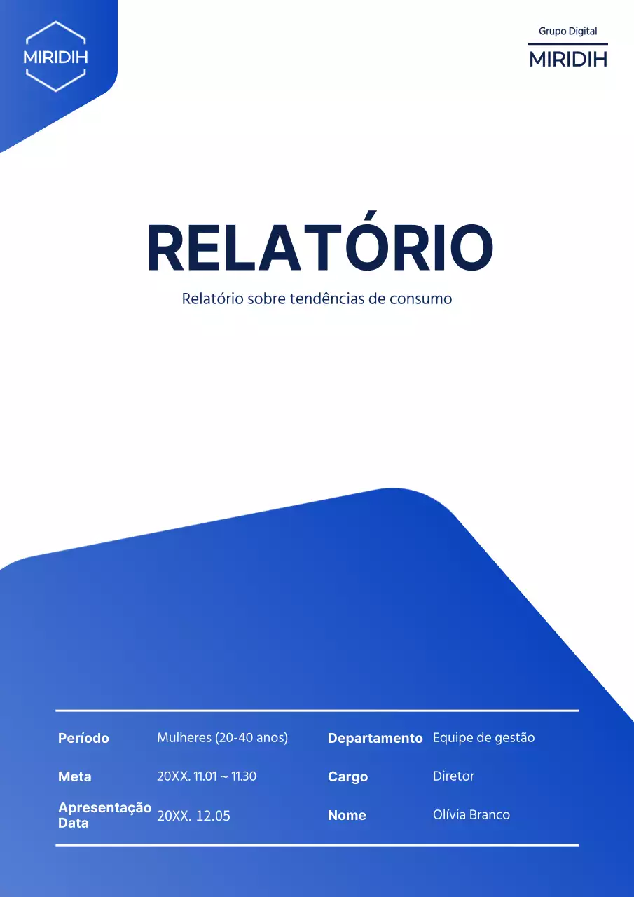 Formulário de relatório de investigação da empresa com hexágono de gradiente azul