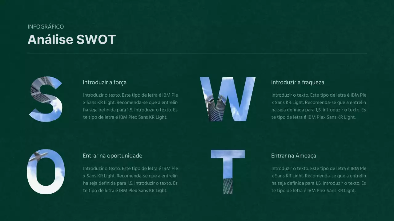Gráfico SWOT com conceito de textura simples em verde e branco