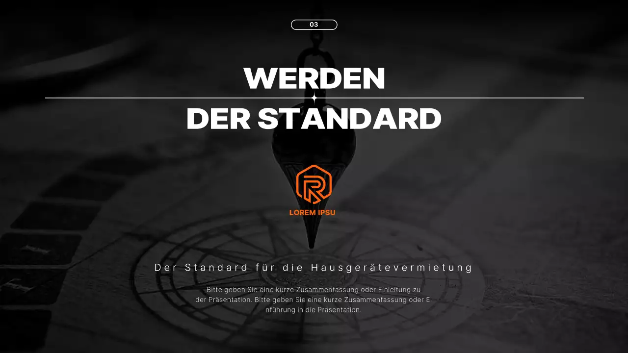 Vorschlag für einen Gerätemietservice mit orangefarbenen Elementen