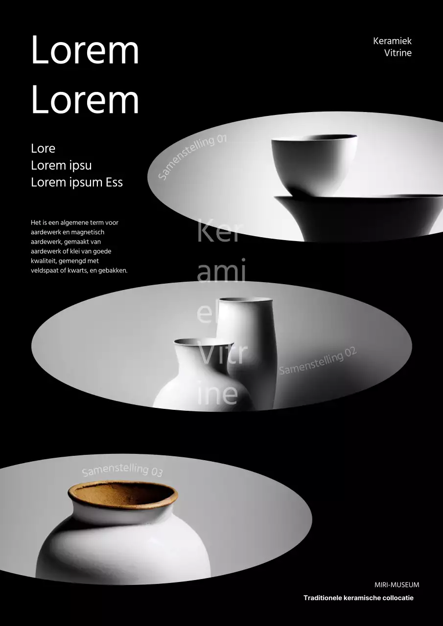 Speciale tentoonstelling van zwart-wit keramiek