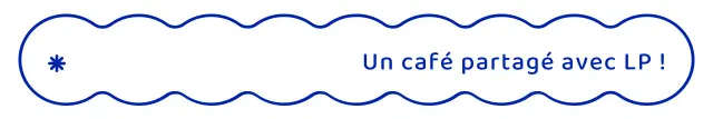 Des formes de nuages simples et épurées en bleu marine associées à un texte émouvant pour un café élégant.