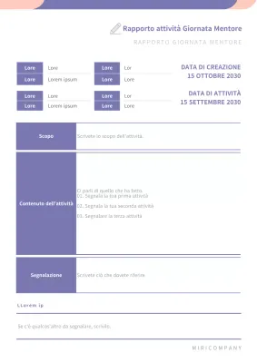 Rapporto sull'attività di mentoring in viola e rosa