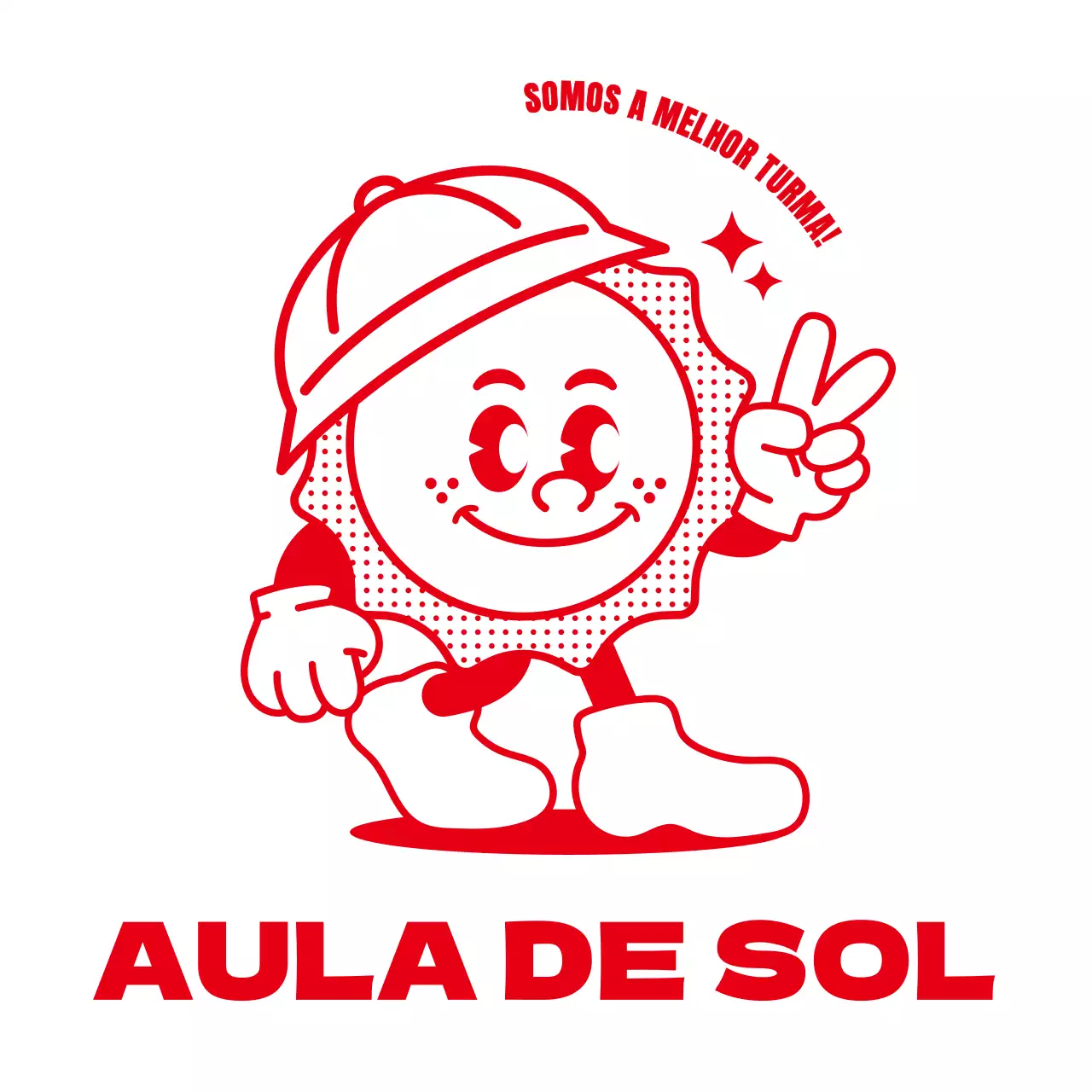 Ilustração simples e bonita do sol em vermelho sólido para evitar que as crianças se percam