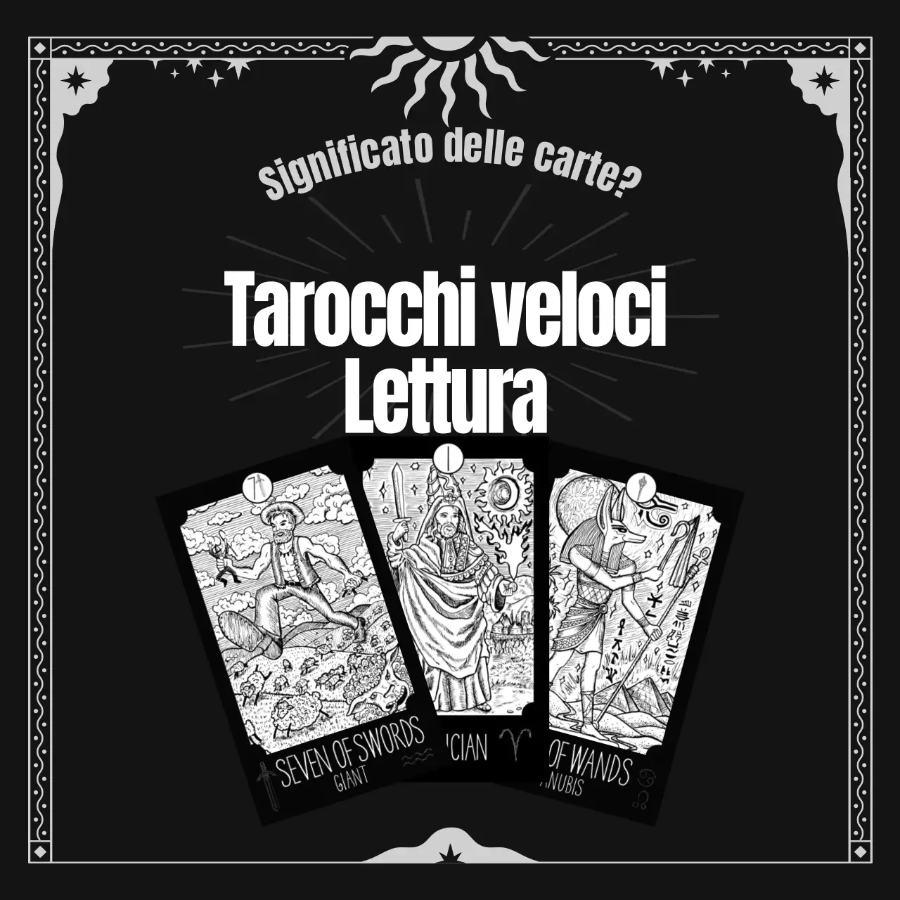 Un'introduzione ai Tarocchi con un concetto di Art Deco in bianco e nero