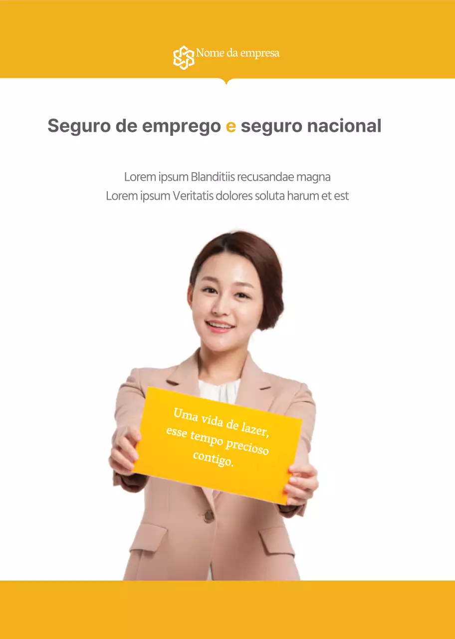 Brochura amarela simples sobre o seguro de emprego Seguro nacional