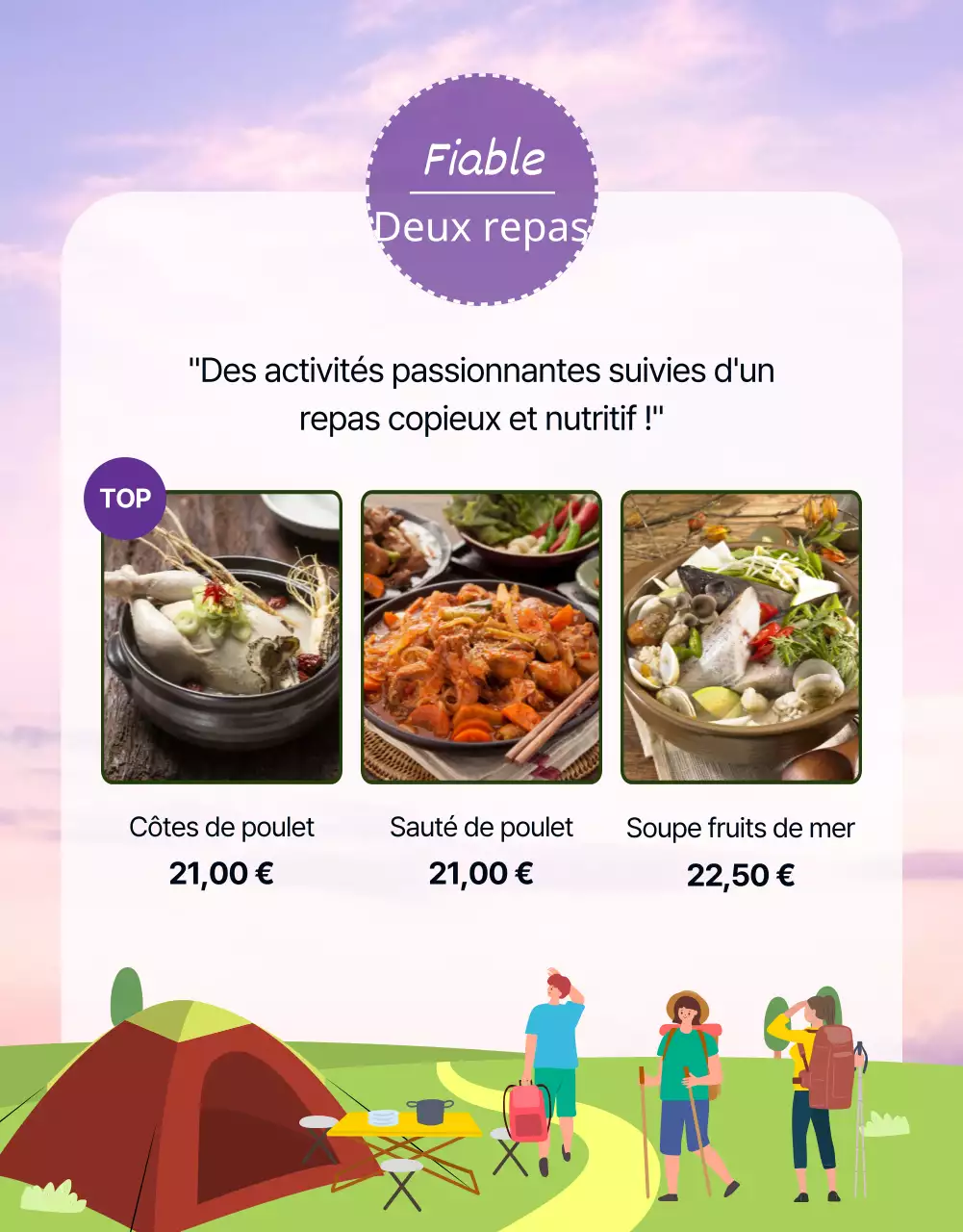 Une exposition sur le camping et l'alimentation mettant en valeur la photographie et l'illustration vertes