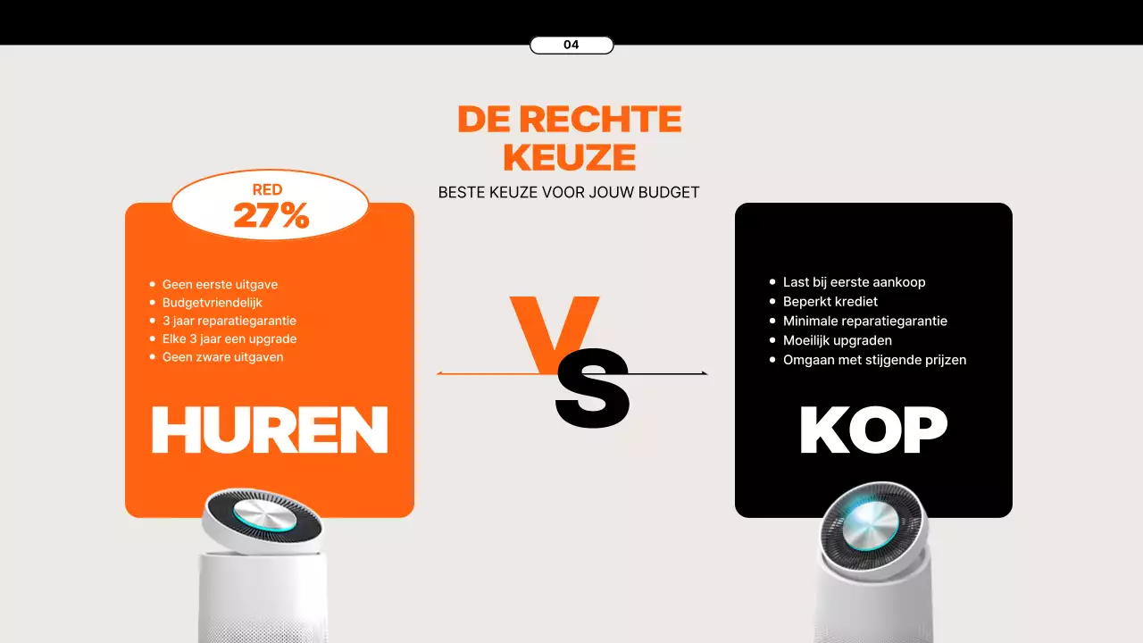 Voorstel voor verhuurservice voor apparaten met oranje elementen