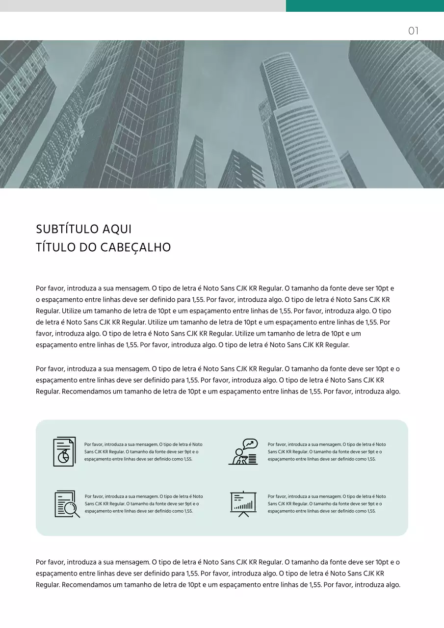 Um relatório de investigação simples e conciso em verde