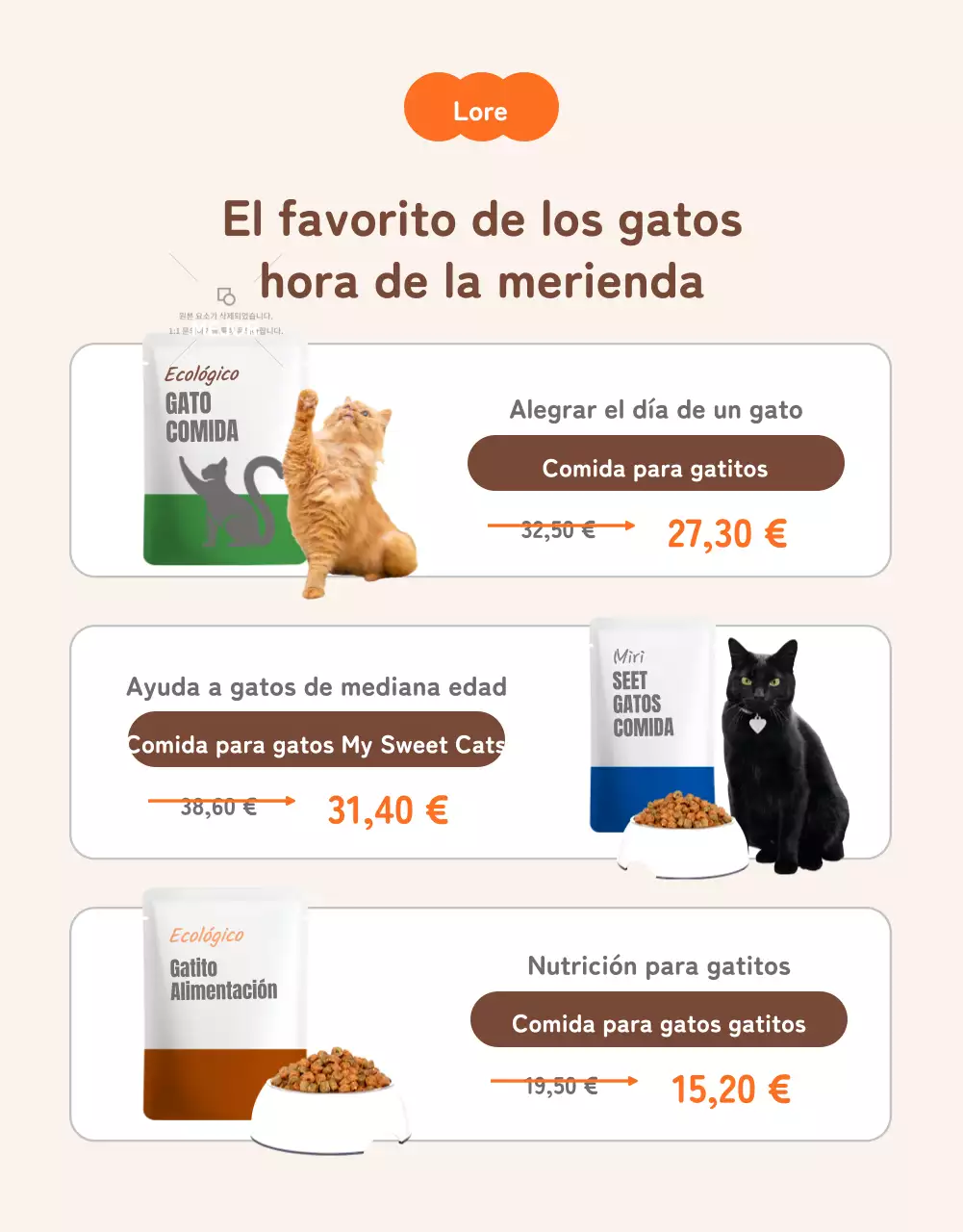 Una bonita y ordenada venta de gatos naranjas en un centro comercial