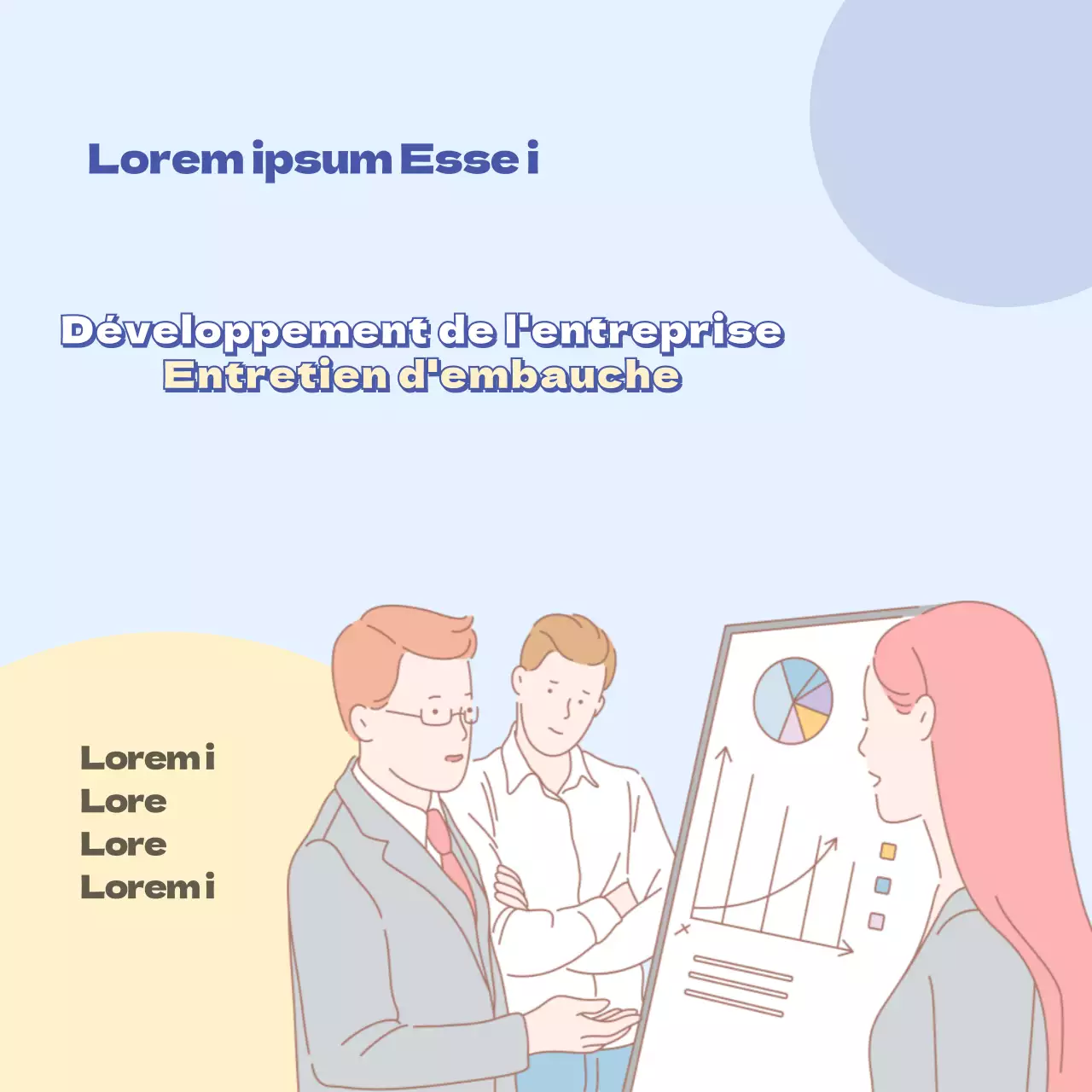 Recrutement moderne en bleu clair et jaune