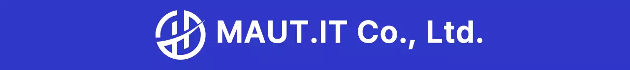 Logo d'une entreprise avec un symbole simple en bleu marine et blanc