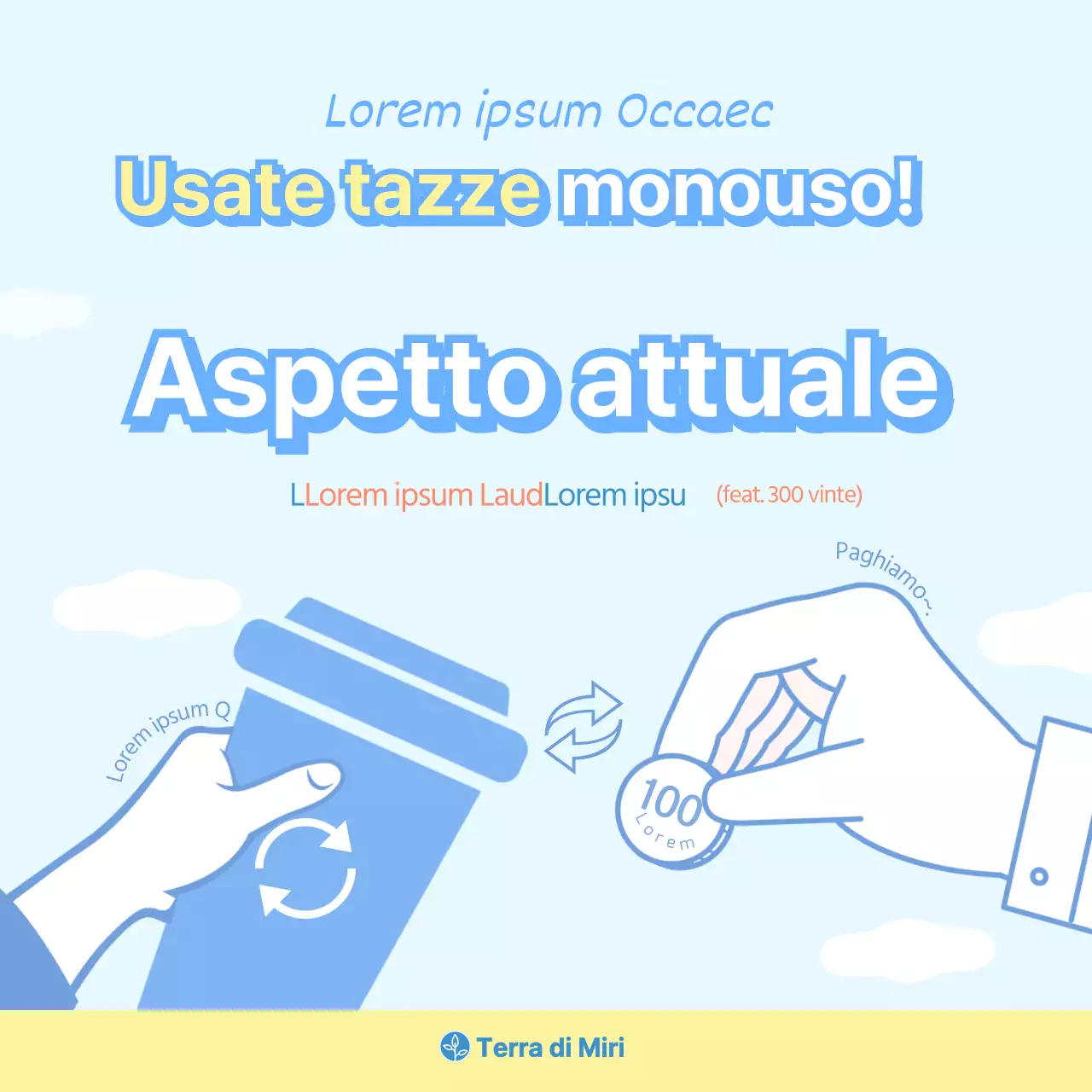 Semplici tazze monouso in azzurro e giallo brillanteProveniente da CardNews