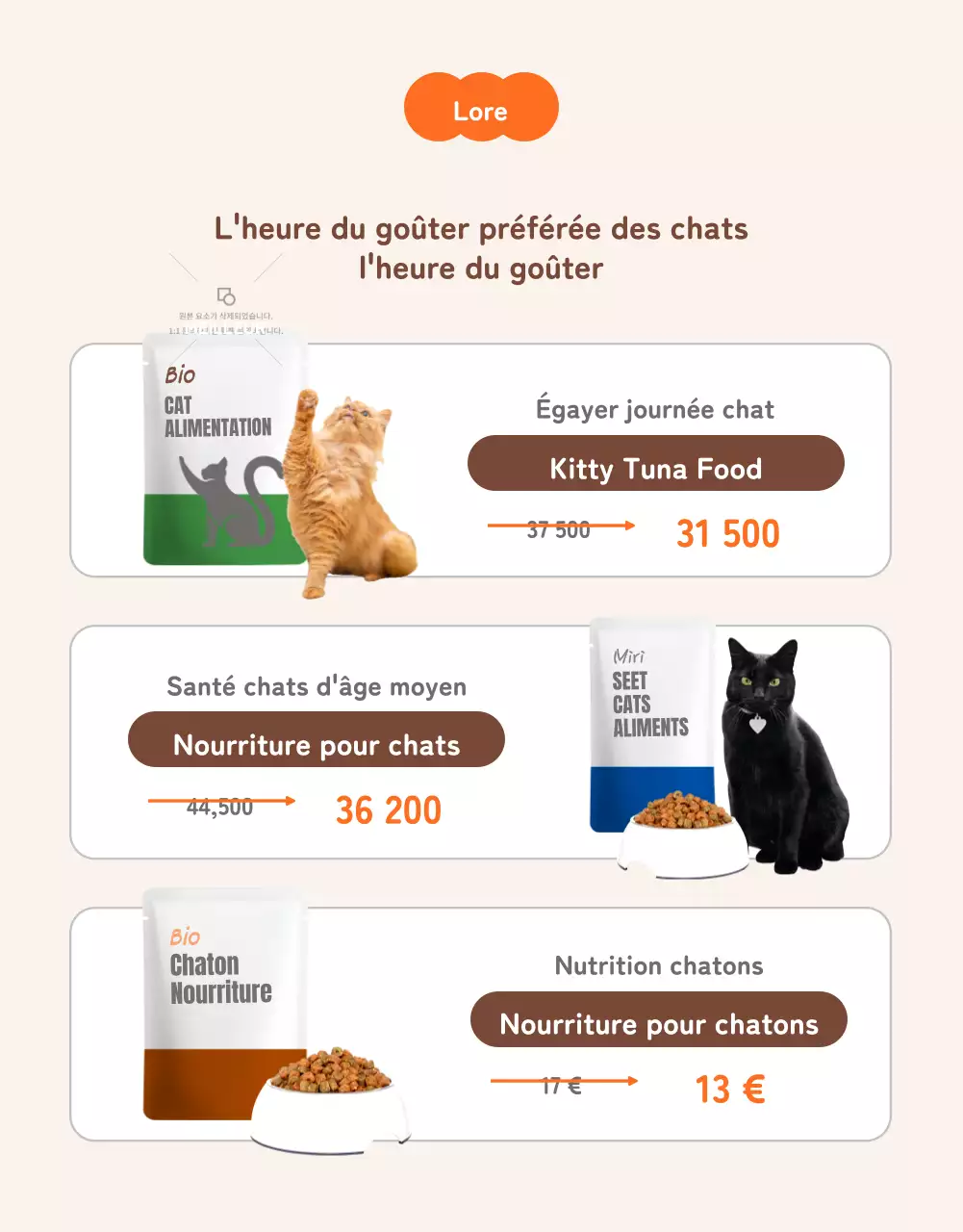 Vente d'un chat orange mignon et bien rangé dans un centre commercial