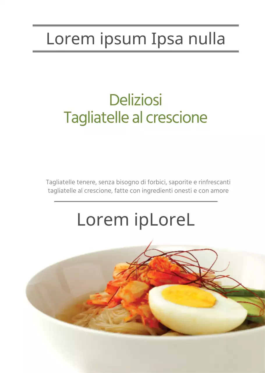 Poster semplice e trasparente per un ristorante di spaghetti al crescione
