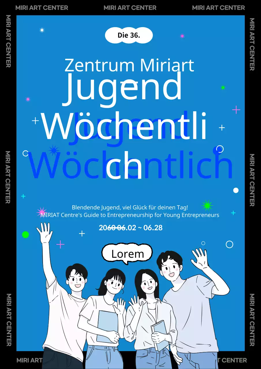 Schwarz und blau illustrierte Konzept Jugend Cheerleading Werbematerial
