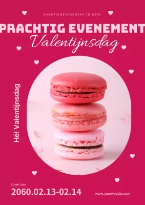 Valentijn macaron poster in roze en pruim