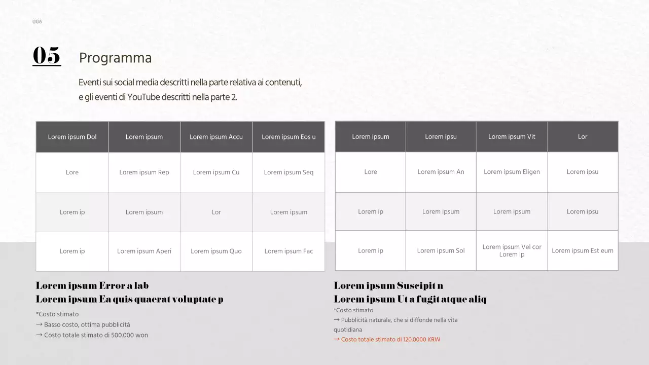 Proposta di un evento online per promuovere la famiglia di canali del marchio Grey