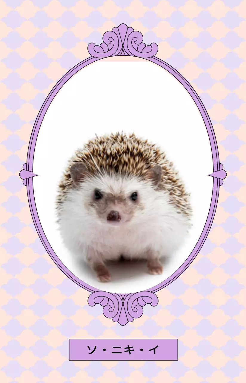 可愛らしい色のペットの写真を入れた円形の高級感のあるアンティーク調のフレーム